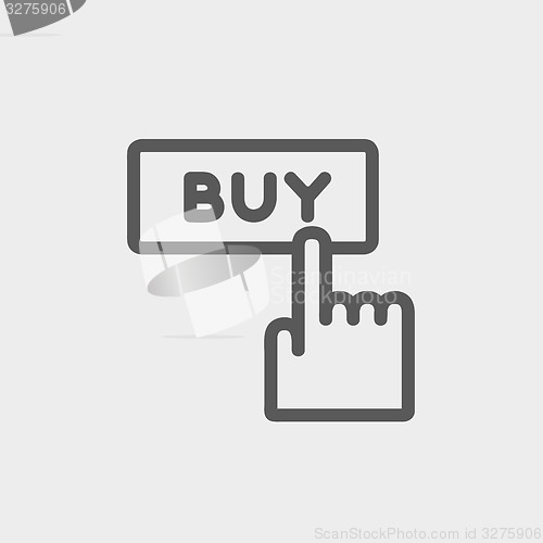 Image of Finger pointing to buy sign thin line icon