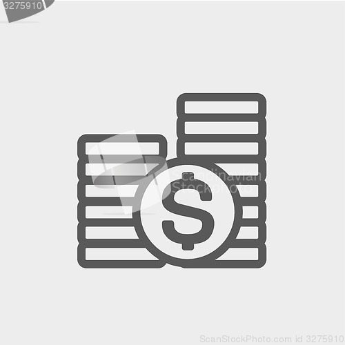 Image of Stack of dollar coin thin line icon