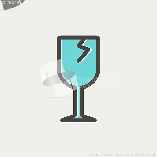 Image of Broken glass wine thin line icon