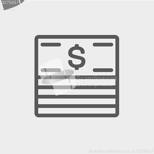 Image of Stack of dollar bills thin line icon