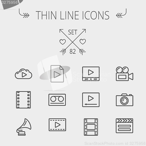 Image of Mutimedia thin line icon set