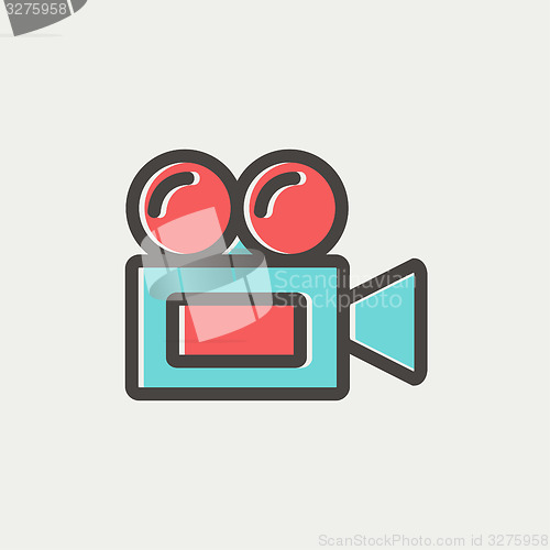 Image of Old cinema video cam thin line icon