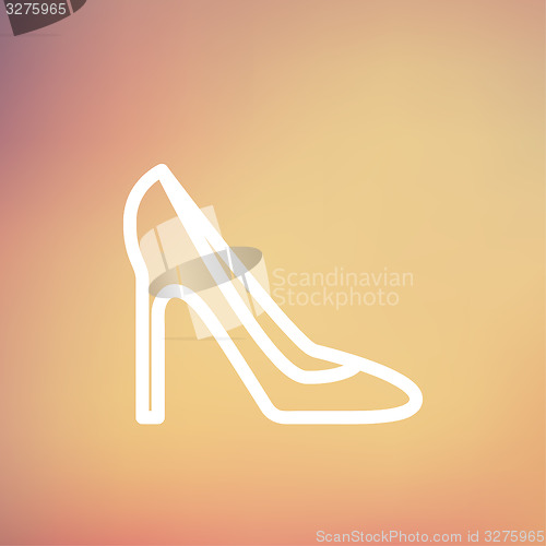 Image of Lady high heel shoe thin line icon
