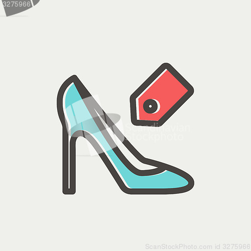 Image of Shoe with tag thin line icon