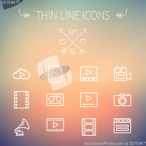 Image of Mutimedia thin line icon set