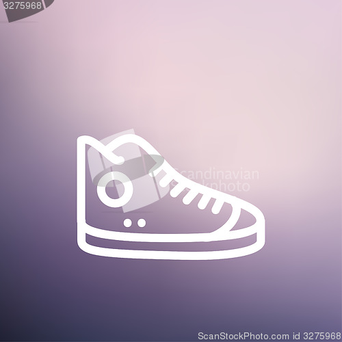Image of High cut rubber shoes thin line icon