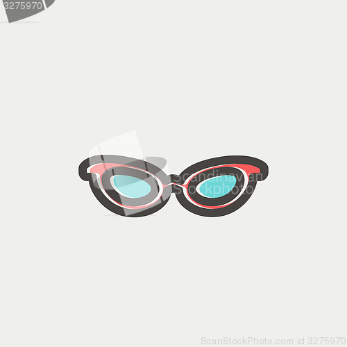 Image of Retro cat eyeglasses thin line icon