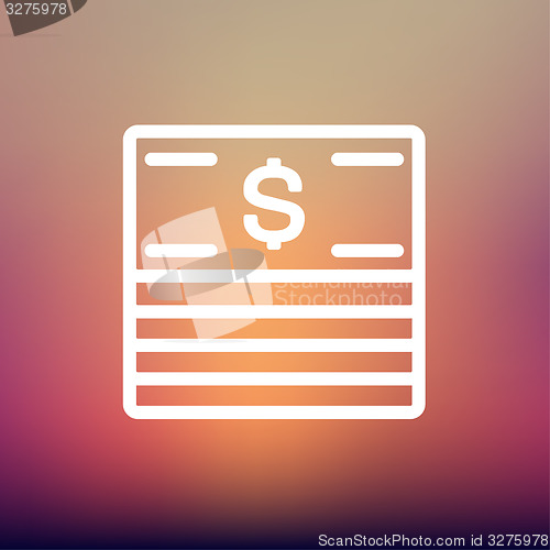 Image of Stack of dollar bills thin line icon