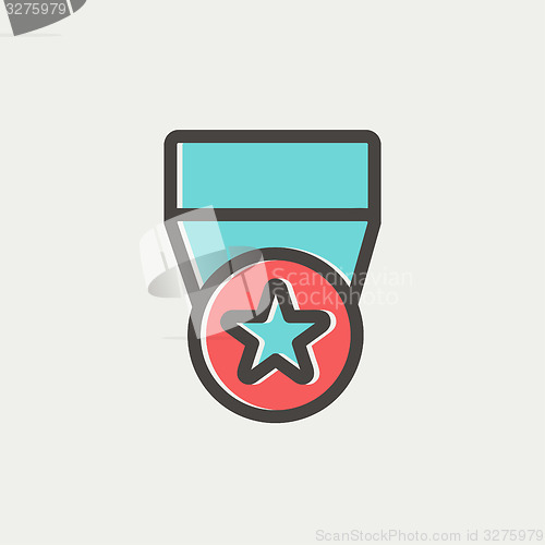 Image of One star medal thin line icon