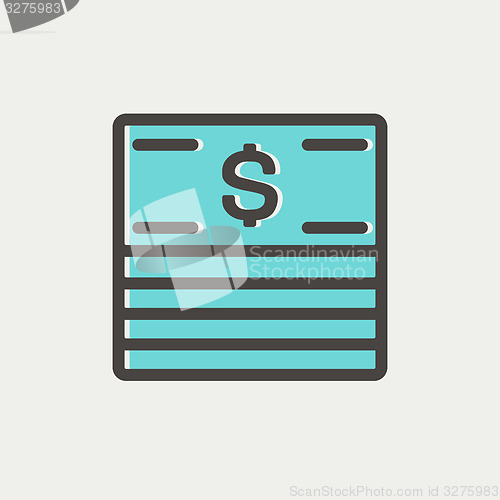 Image of Stack of dollar bills thin line icon