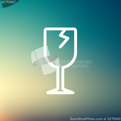 Image of Broken glass wine thin line icon