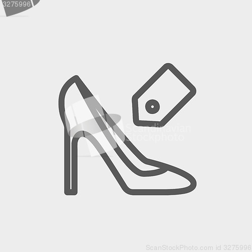 Image of Shoe with tag thin line icon