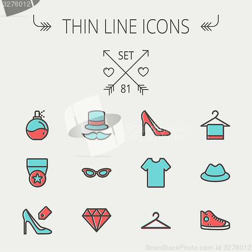 Image of Business shopping thin line icon set