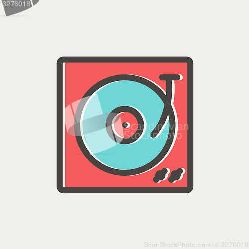 Image of Turntable with vinyl disc thin line icon