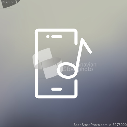 Image of Smartphone with music note thin line icon