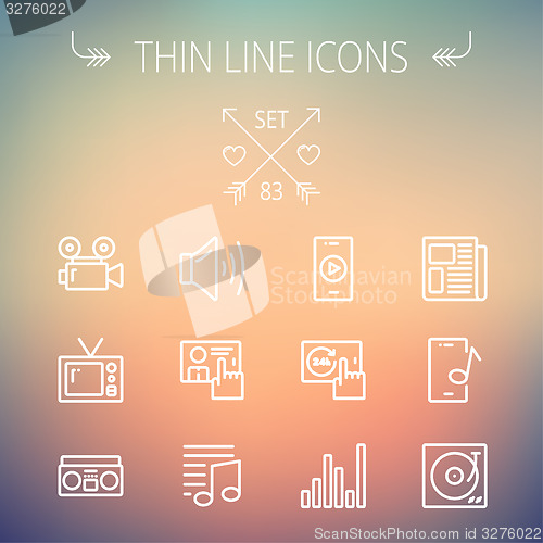 Image of Multimedia thin line icon set