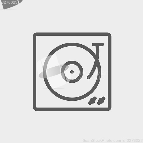 Image of Turntable with vinyl disc thin line icon