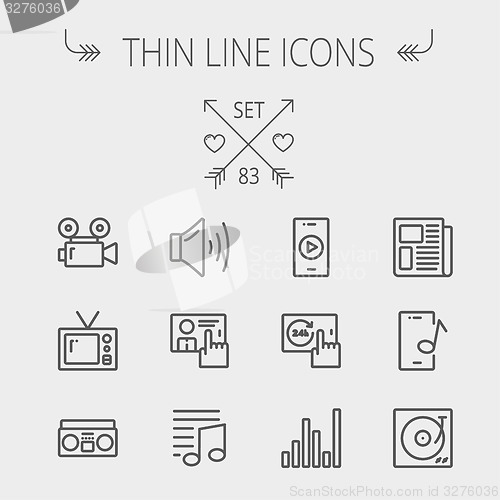 Image of Multimedia thin line icon set