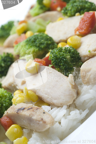 Image of chicken breast slices with vegetables