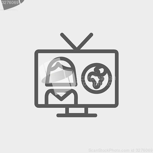 Image of TV weather reporter thin line icon