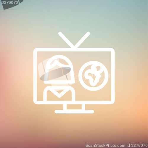 Image of TV weather reporter thin line icon