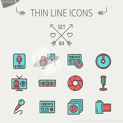 Image of Multimedia thin line icon set