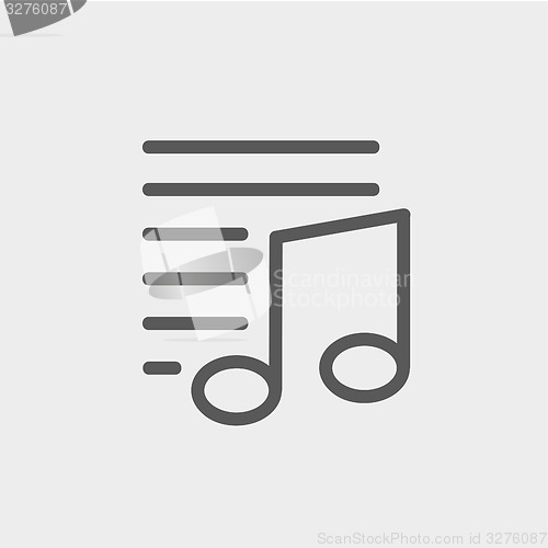 Image of Musical note with lines thin line icon
