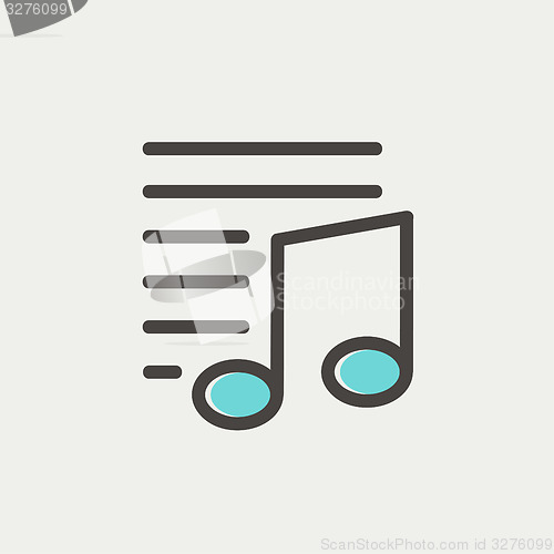 Image of Musical note with lines thin line icon