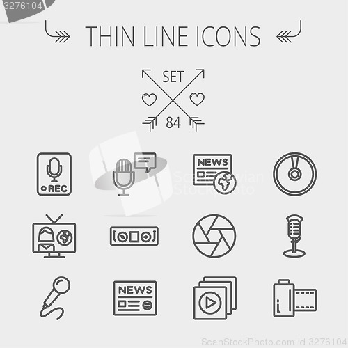 Image of Multimedia thin line icon set