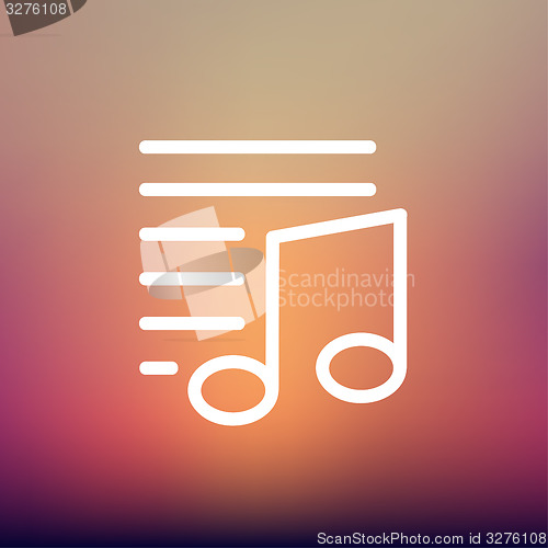 Image of Musical note with lines thin line icon