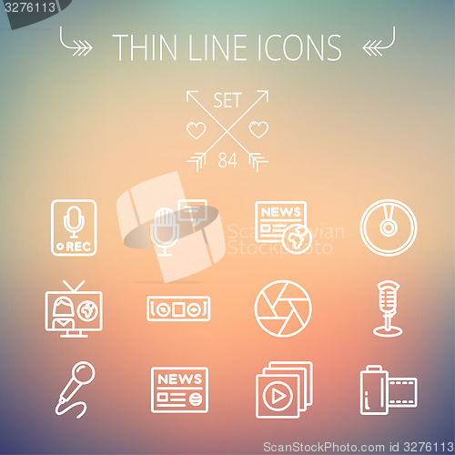 Image of Multimedia thin line icon set