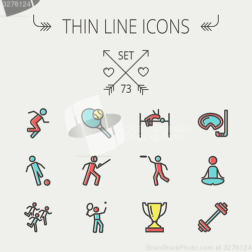 Image of Sports thin line icon set