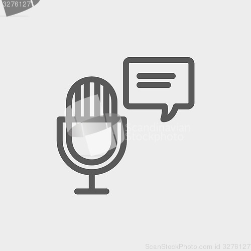 Image of Microphone with speech bubble thin line icon