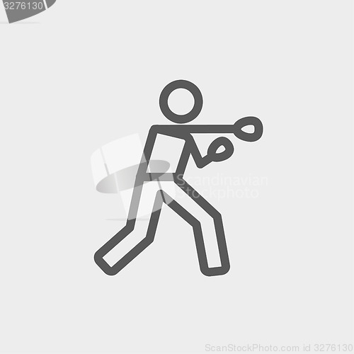 Image of Boxing man punch thin line icon