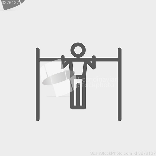 Image of Pull up exercise in bar thin line icon