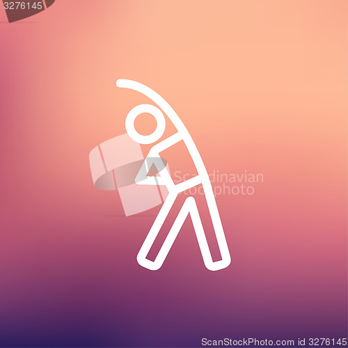 Image of Man do strretching thin line icon