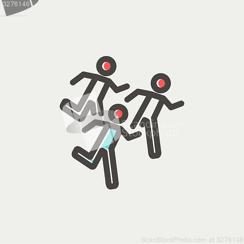 Image of Marathon runners thin line icon