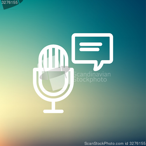 Image of Microphone with speech bubble thin line icon