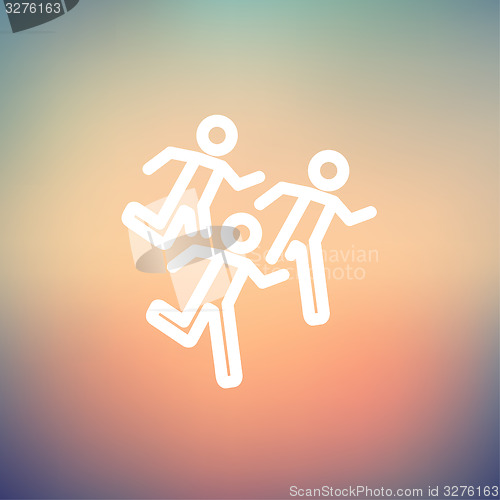 Image of Marathon runners thin line icon