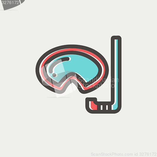 Image of Mask and snorkel for snorkelling thin line icon