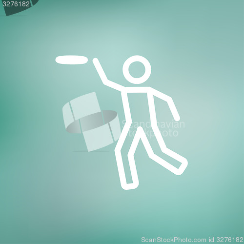 Image of Man catching a flying disc thin line icon