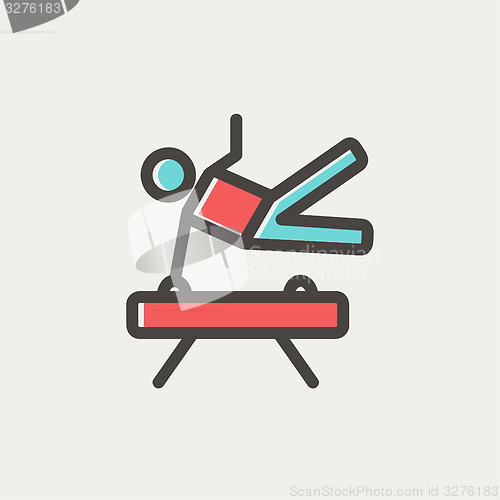 Image of Gymnast on Pommel Horse thin line icon