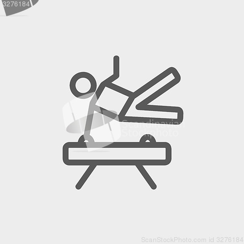 Image of Gymnast on Pommel Horse thin line icon