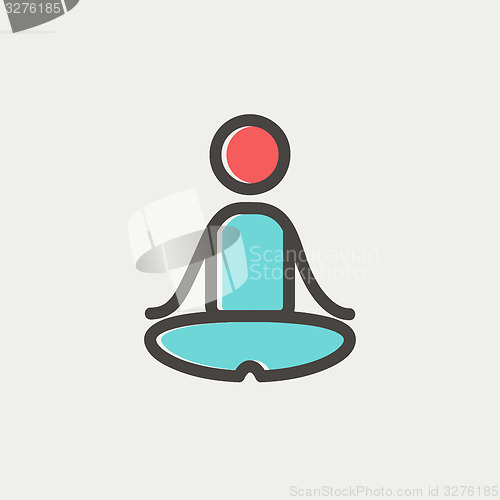 Image of Yoga exercise thin line icon