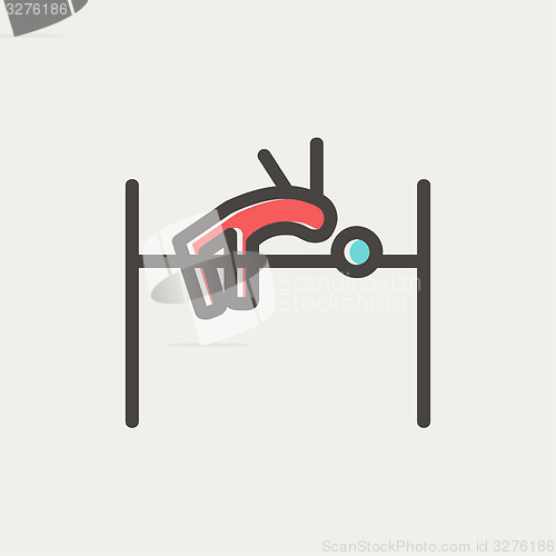 Image of High jump thin line icon