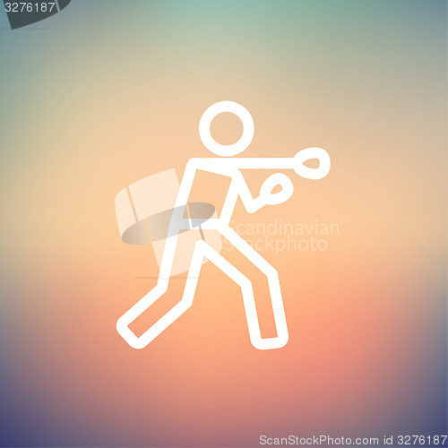 Image of Boxing man punch thin line icon