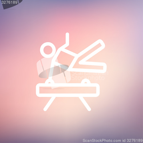 Image of Gymnast on Pommel Horse thin line icon