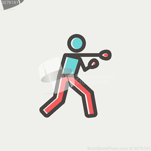 Image of Boxing man punch thin line icon