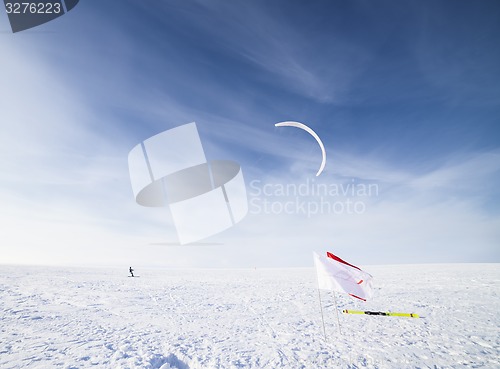 Image of Kiteboarding on snow