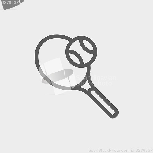 Image of Tennis racket and ball thin line icon